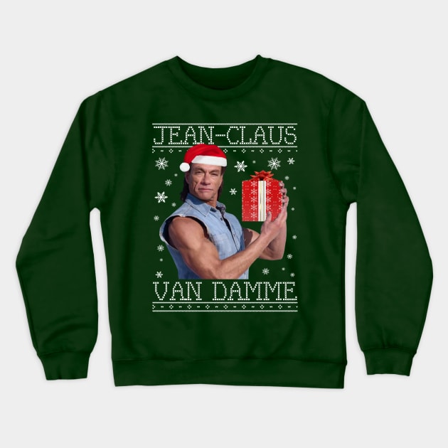 Jean Claus Van Damme Christmas Knit Crewneck Sweatshirt by Rebus28